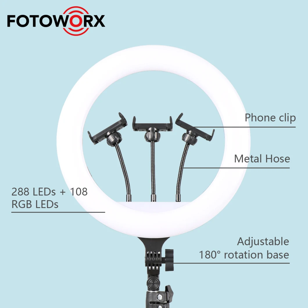 18 Inch RGB Ring Light with Three Phone Holder