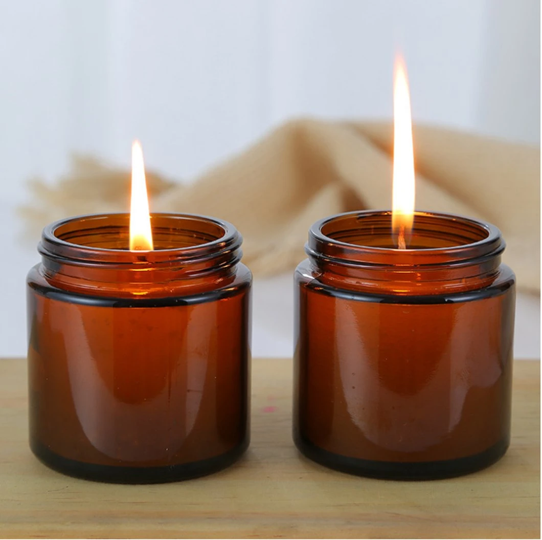 Black Wide-Mouth Glass Candlestick with Metal Cover