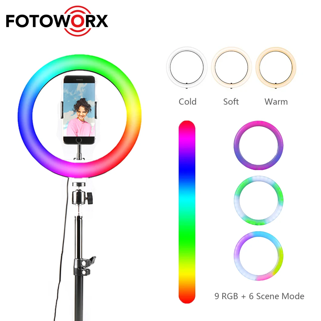 10 Inch RGB Ring Light with Phone Holder Fill Light