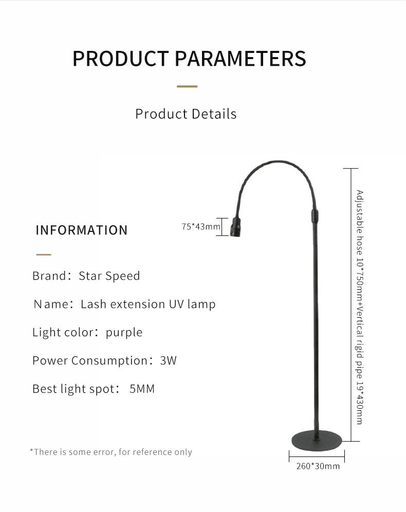 Floor Stand LED Lash Lamp for UV Extension with Foot Pedal