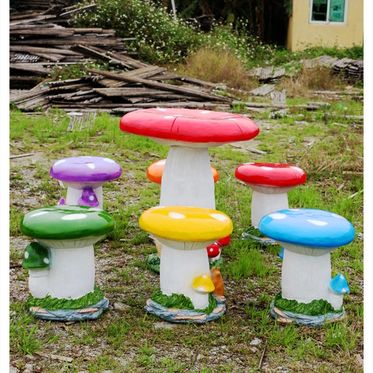 3D Fiberglass Cute Mushroom Light Garden Lawn Landscape Decoration Solar Powered Lights Waterproof LED Ground-Inserted Lamp