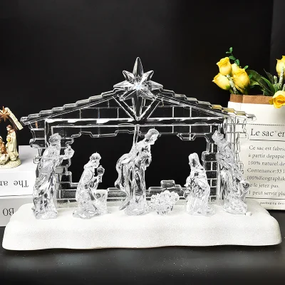 Chiaro cinque figure presepe LED luce casa chiesa decorazione religiosa regalo di Natale