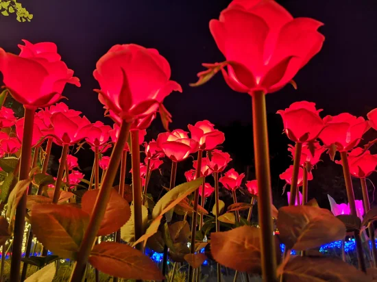 Lampada a LED a forma di rosa Lampada da esterno per esterni con presa a terra solare Lampada da giardino decorativa per atmosfera