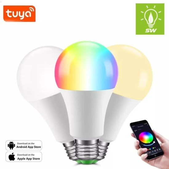 RGB Lampada a risparmio energetico intelligente Illuminazione di emergenza Bluetooth interno 85-265 V WiFi Indoortuya Telecomando IC/RC Luce dimmerabile E27 B22 LED Lampadina