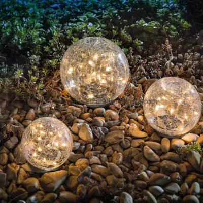 Lampada da terra impermeabile a LED con sfera di vetro incrinata da giardino a energia solare